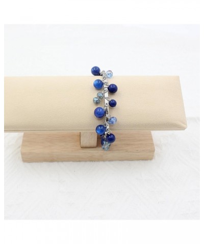 Handmade Beaded Stretch Bracelets Multi Unique Shaking Stone Dangling Beads Bracelets for Women and Girl Blue $9.35 Bracelets