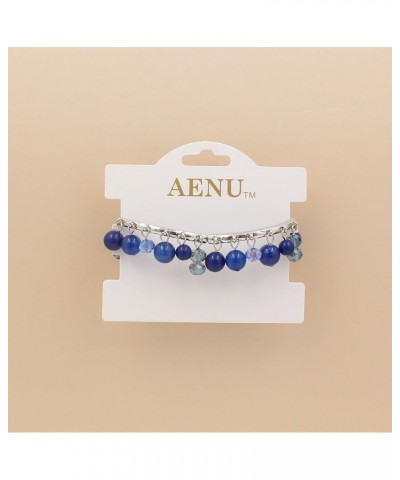 Handmade Beaded Stretch Bracelets Multi Unique Shaking Stone Dangling Beads Bracelets for Women and Girl Blue $9.35 Bracelets