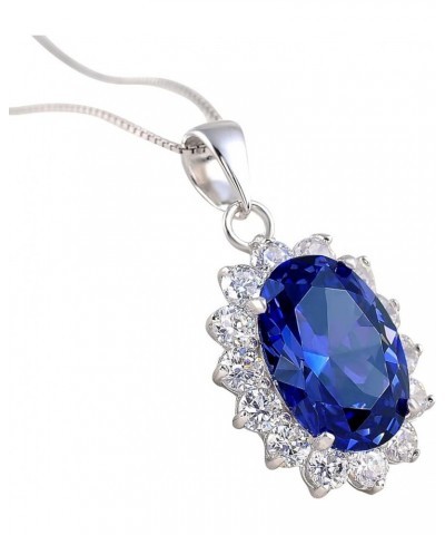 925 Sterling Silver Princess Diana Kate Middleton Pendant Necklace for Women Jewelry Gift for Her Blue Sapphire $18.92 Necklaces