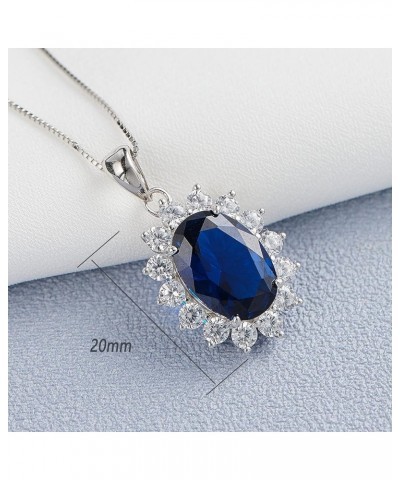 925 Sterling Silver Princess Diana Kate Middleton Pendant Necklace for Women Jewelry Gift for Her Blue Sapphire $18.92 Necklaces