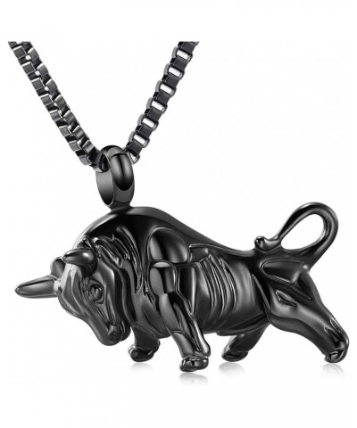 Bull Urn Necklace for Ashes Pendant Stainless Steel Taurus Zodiac Keepsake Holder Ashes for Pet Human Memorial Cremation Jewl...