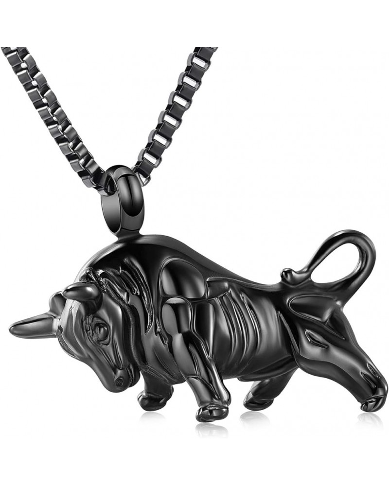 Bull Urn Necklace for Ashes Pendant Stainless Steel Taurus Zodiac Keepsake Holder Ashes for Pet Human Memorial Cremation Jewl...