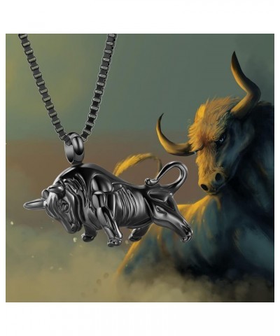 Bull Urn Necklace for Ashes Pendant Stainless Steel Taurus Zodiac Keepsake Holder Ashes for Pet Human Memorial Cremation Jewl...