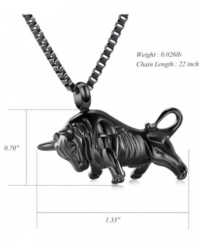 Bull Urn Necklace for Ashes Pendant Stainless Steel Taurus Zodiac Keepsake Holder Ashes for Pet Human Memorial Cremation Jewl...