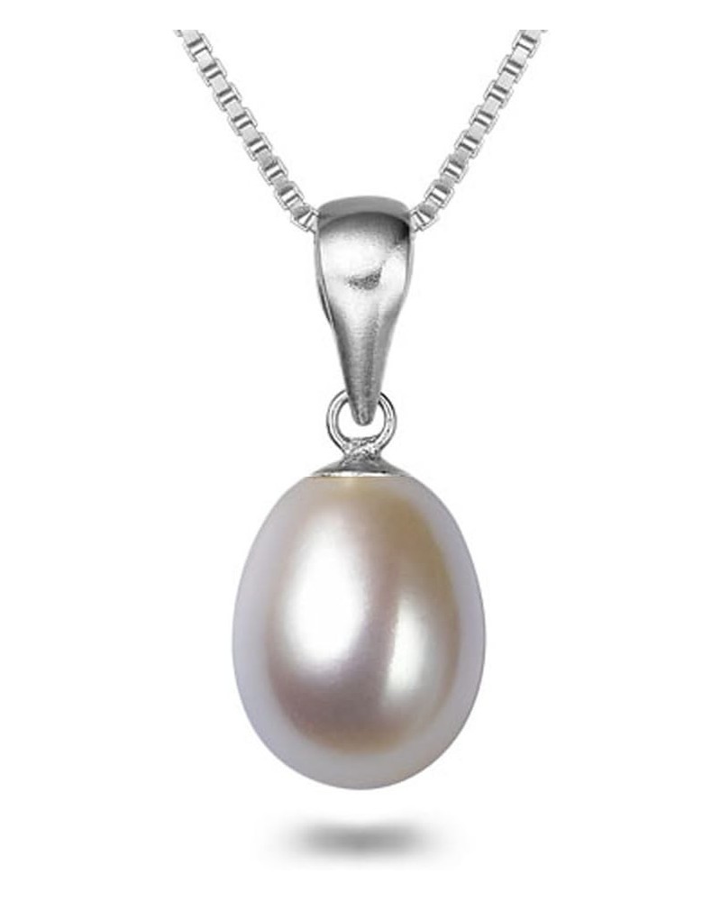 Drop-shape White Freshwater Cultured Pearl Pendant Necklaces for Women 16-18 Inch AAA Silver Necklace Pendants 18.0 Inches 12...