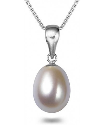 Drop-shape White Freshwater Cultured Pearl Pendant Necklaces for Women 16-18 Inch AAA Silver Necklace Pendants 18.0 Inches 12...