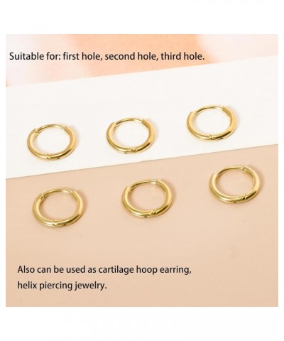 3 Pairs Small Gold Hoop Earrings, Dainty Cartilage Hoop Earring Gold Huggie Earrings for Women Men Tiny 316L Surgical Stainle...