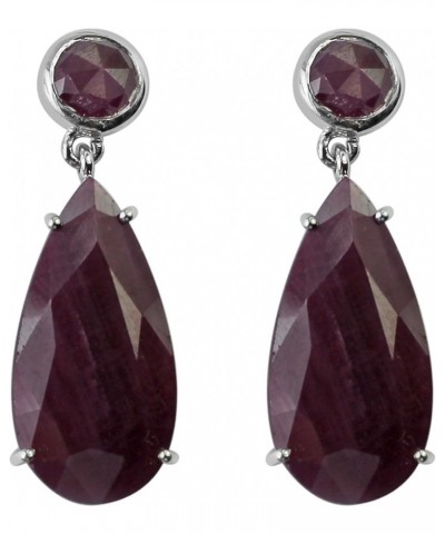 Indian Ruby Round Shape Gemstone Jewelry 10K, 14K, 18K White Gold Drop Dangle Earrings For Women/Girls 14K $232.32 Earrings