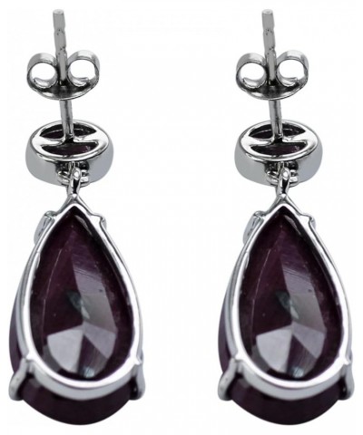 Indian Ruby Round Shape Gemstone Jewelry 10K, 14K, 18K White Gold Drop Dangle Earrings For Women/Girls 14K $232.32 Earrings