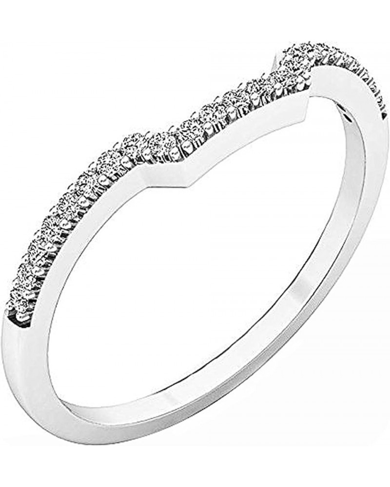 Round White Diamond Stackable Wedding Band (0.15 ctw, Color I-J, Clarity I1-I2) in 14K Gold 10 White Gold $114.68 Rings