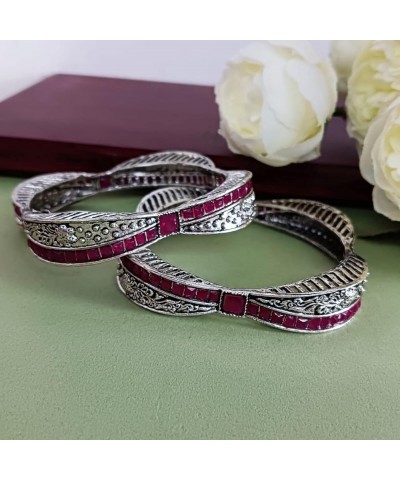 Boho Tribal Antique Oxidized Indian Jewelry Bracelet Bangle Set for Women Girls Silver 2 (Set of 2 Pcs) 2-6 $11.07 Bracelets