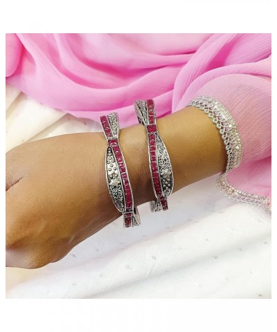 Boho Tribal Antique Oxidized Indian Jewelry Bracelet Bangle Set for Women Girls Silver 2 (Set of 2 Pcs) 2-6 $11.07 Bracelets