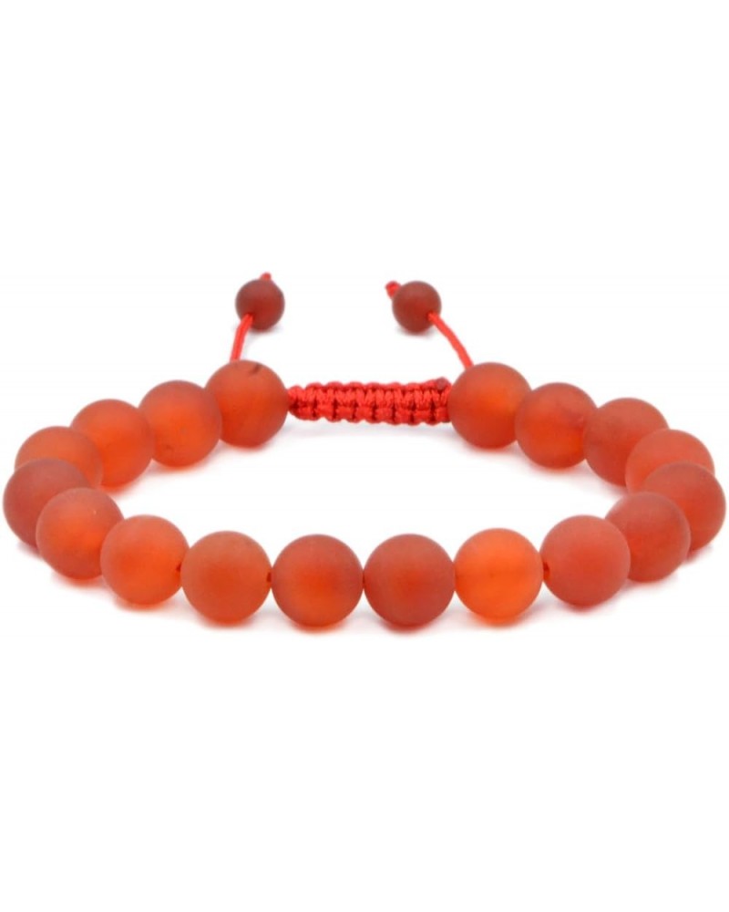 Natural 10mm Gemstone Bracelets Healing Power Crystal Macrame Adjustable 7-9 Inch matte red agate $10.25 Bracelets