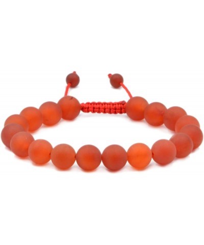 Natural 10mm Gemstone Bracelets Healing Power Crystal Macrame Adjustable 7-9 Inch matte red agate $10.25 Bracelets