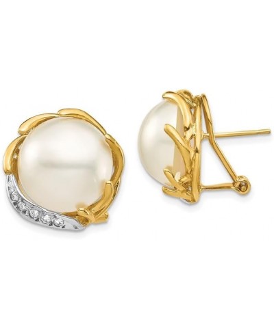 14k Yellow Gold Freshwater Cultured Mabe Pearl Diamond Omega Back Earrings (12-13mm) $335.40 Earrings