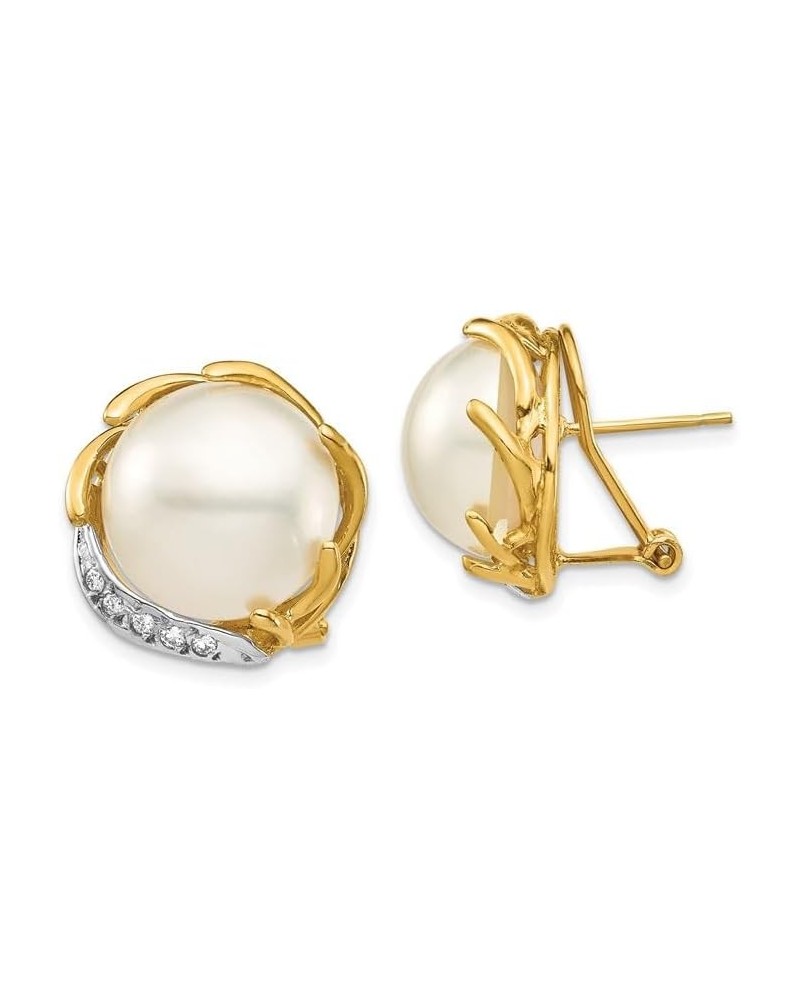 14k Yellow Gold Freshwater Cultured Mabe Pearl Diamond Omega Back Earrings (12-13mm) $335.40 Earrings