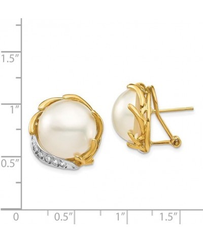 14k Yellow Gold Freshwater Cultured Mabe Pearl Diamond Omega Back Earrings (12-13mm) $335.40 Earrings