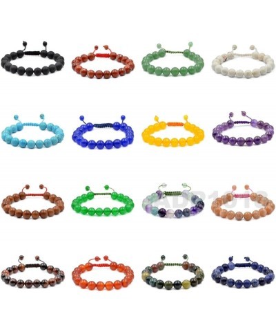 Natural 10mm Gemstone Bracelets Healing Power Crystal Macrame Adjustable 7-9 Inch matte red agate $10.25 Bracelets