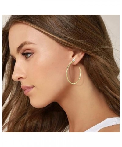 Gold Hoop Earrings for Women 14K Thin Gold Plated Hoops Earring Hoops for Girls Lightweight with Cubic Zirconia Gold-45mm $10...