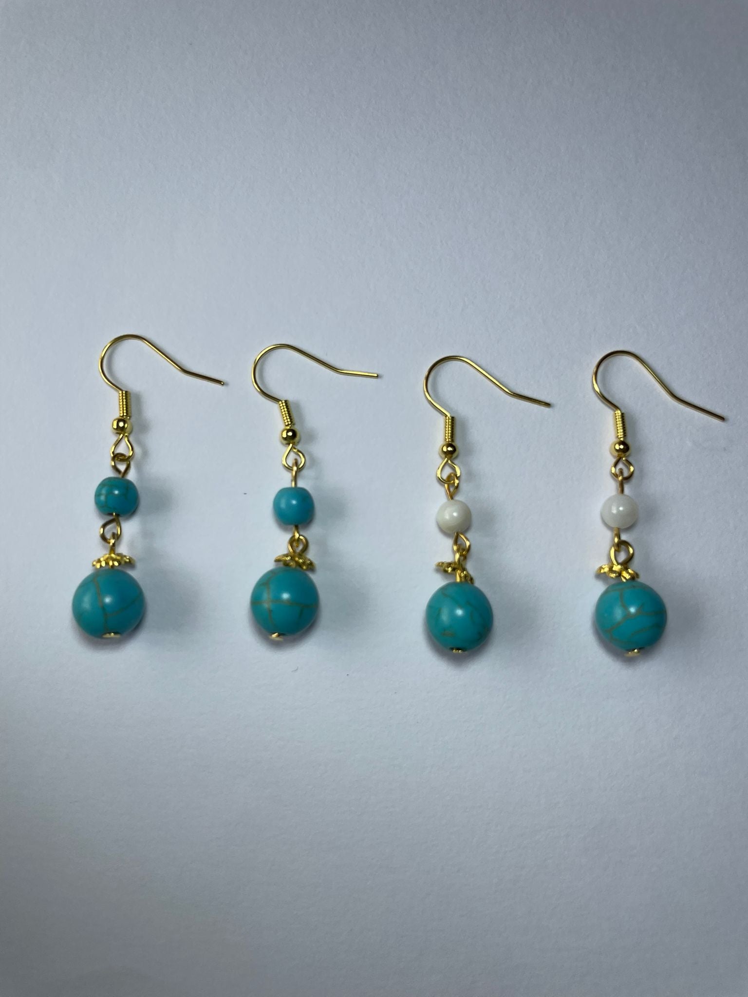 Elegant Natural Turquoise Earrings(Blue+White)