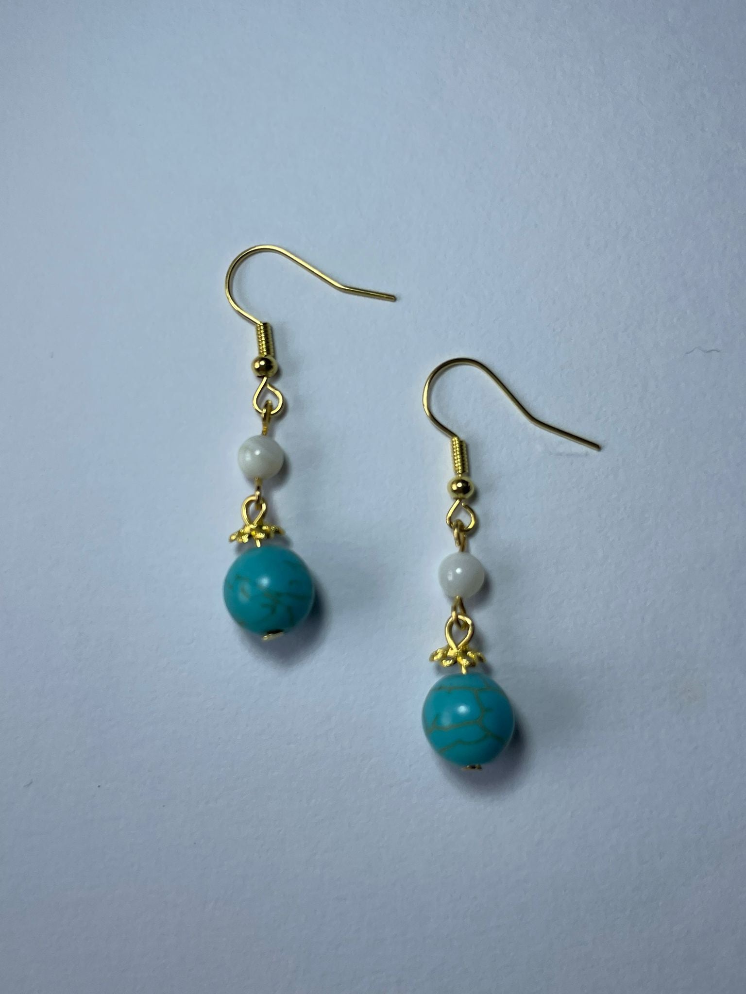 Elegant Natural Turquoise Earrings(Blue+White)