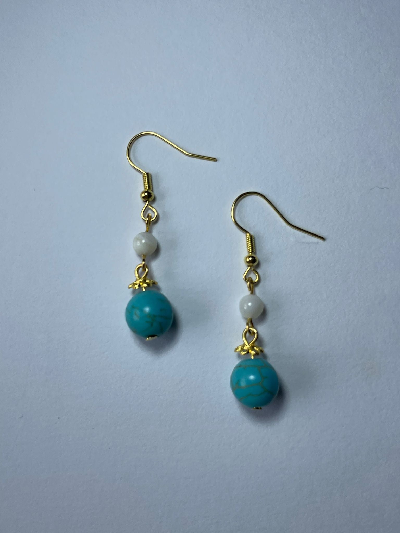 Elegant Natural Turquoise Earrings(Blue+White)