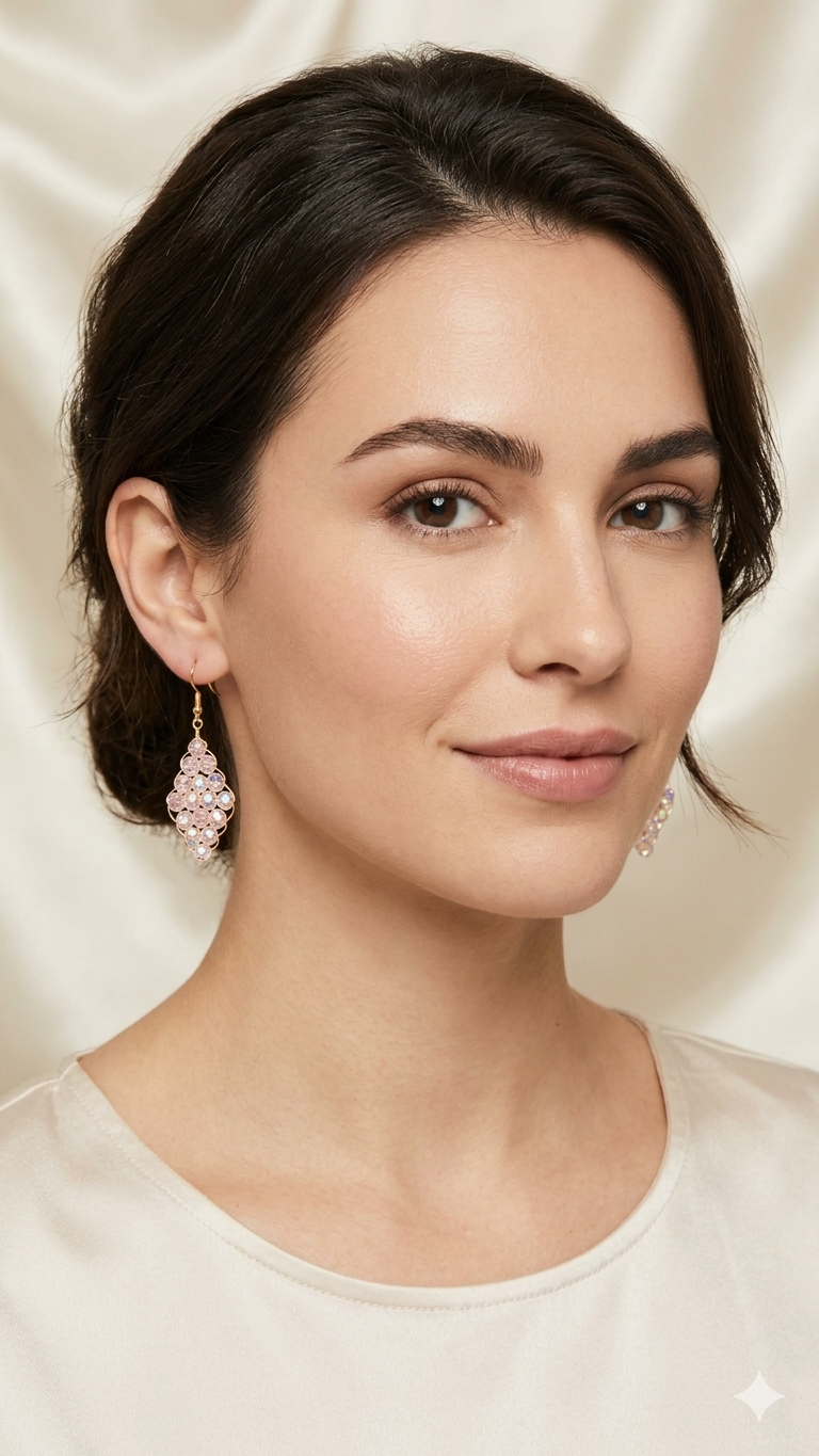 Handwired Pink Crystal Earrings
