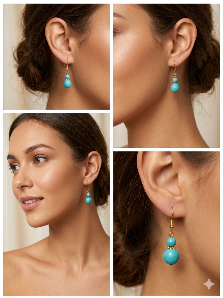 Elegant Natural Turquoise Drop Earrings(All Blue)
