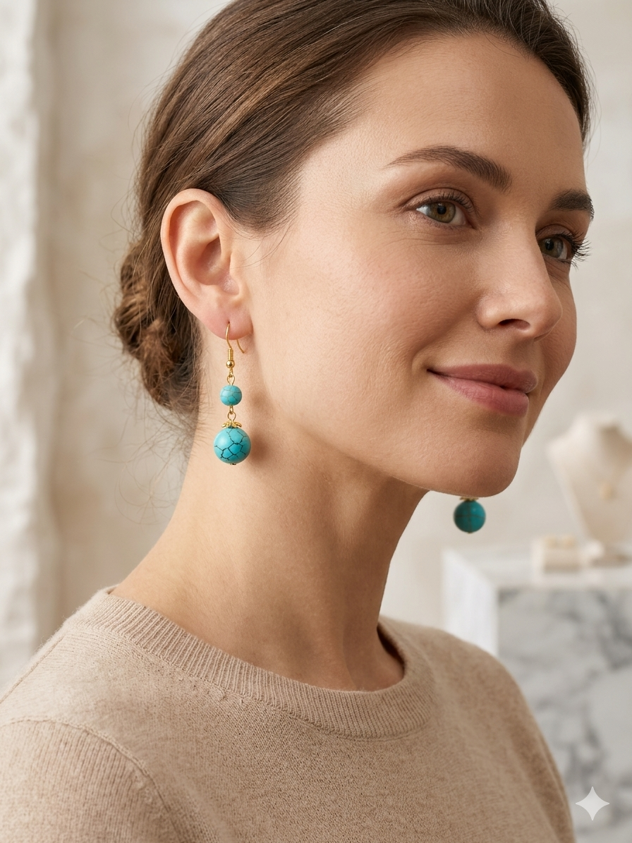Elegant Natural Turquoise Earrings(All Blue)