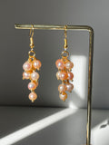 Handmade Rose Gold Pearl Cluster Drop Earrings