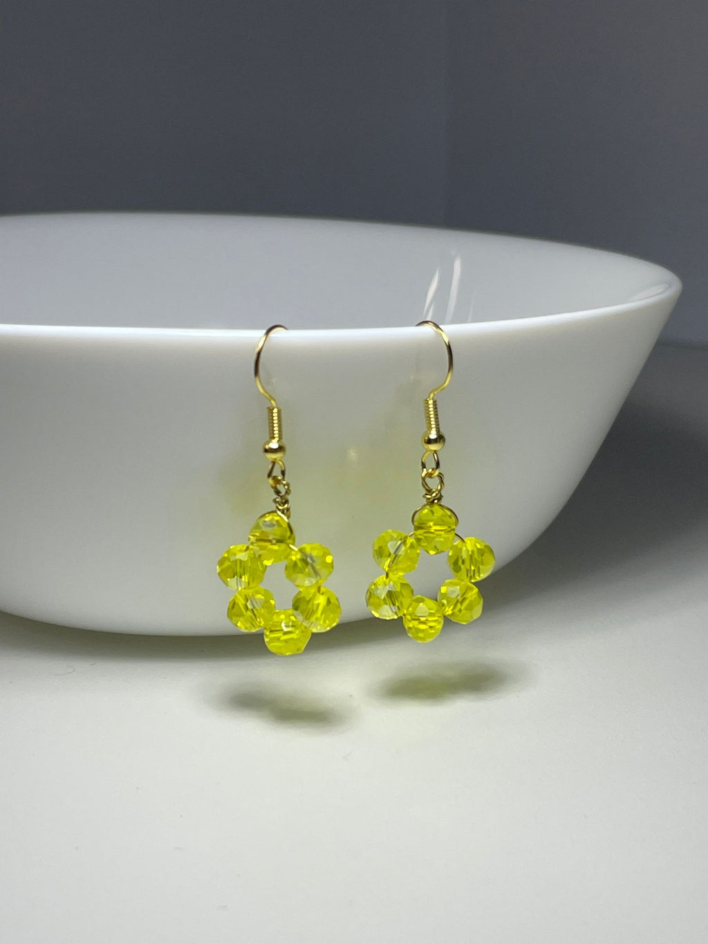 Handmade Yellow Floral Crystal Drops