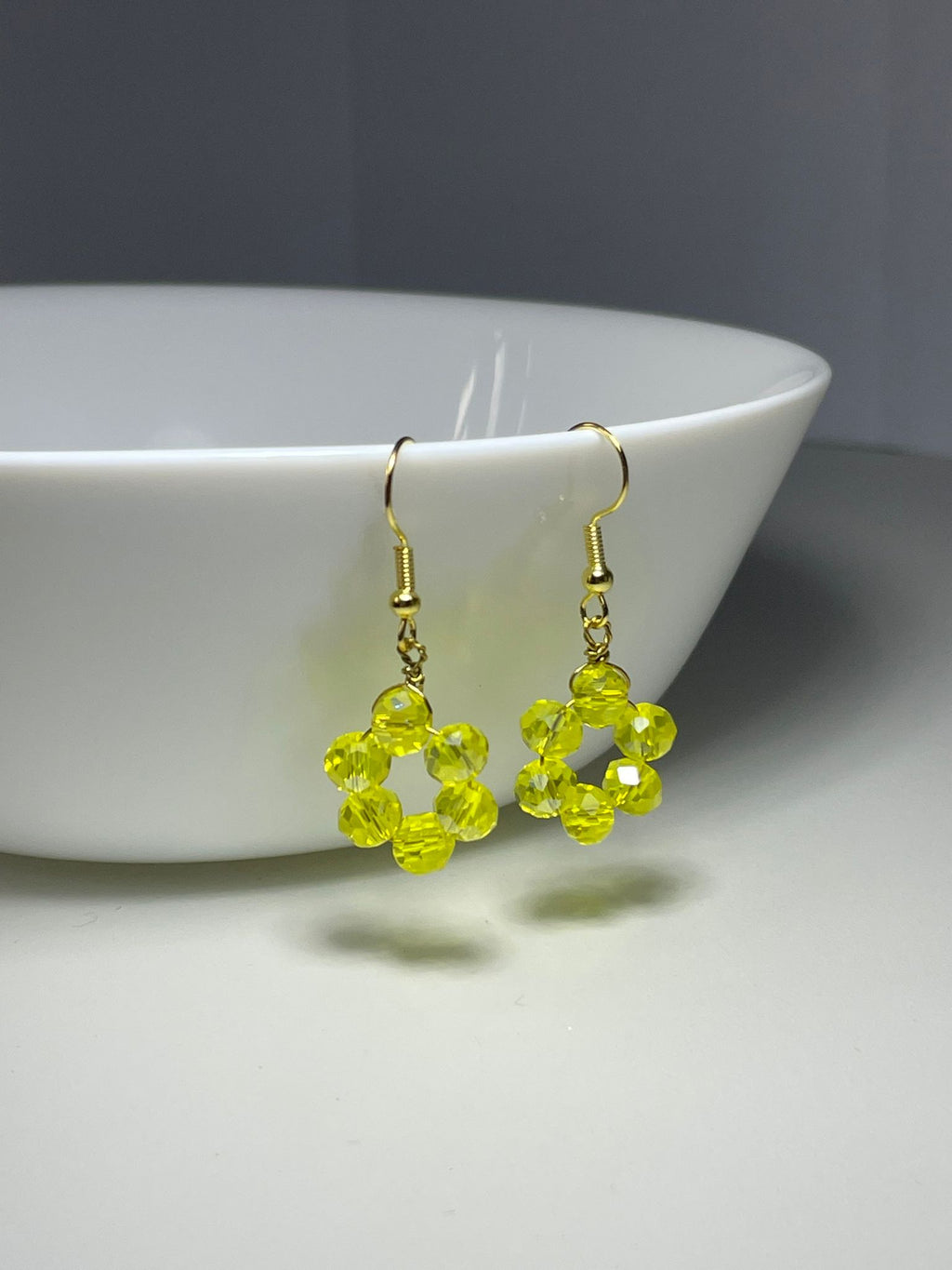 Handmade Yellow Floral Crystal Drops
