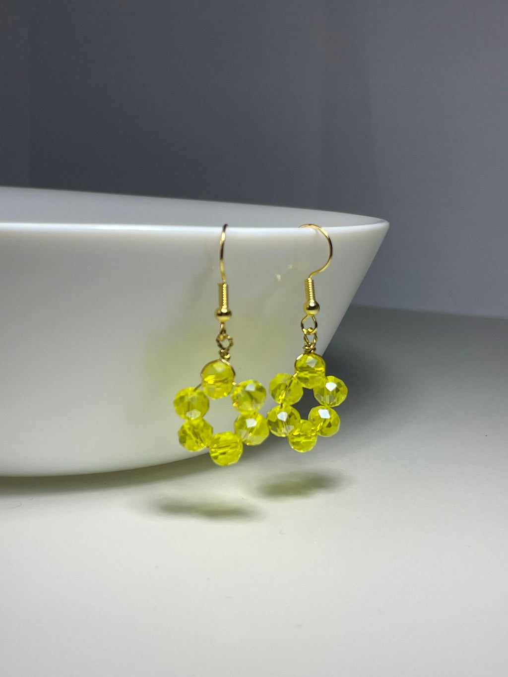 Handmade Yellow Floral Crystal Drops