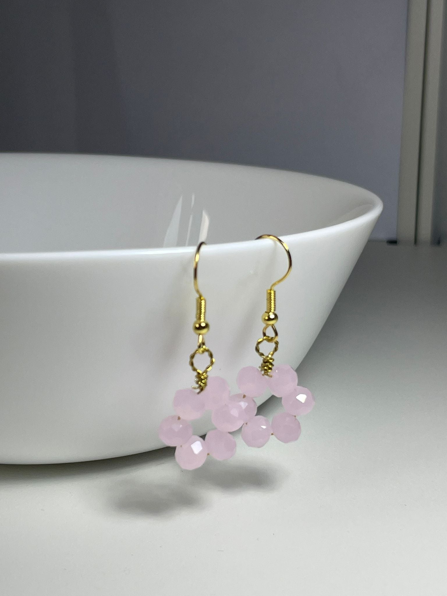 Pink Crystal Flower Drops