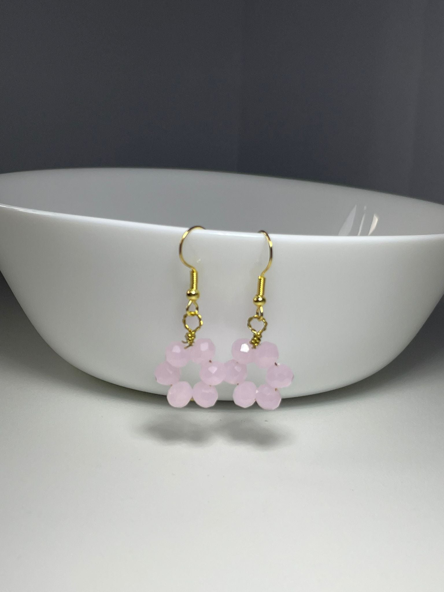 Pink Crystal Flower Drops