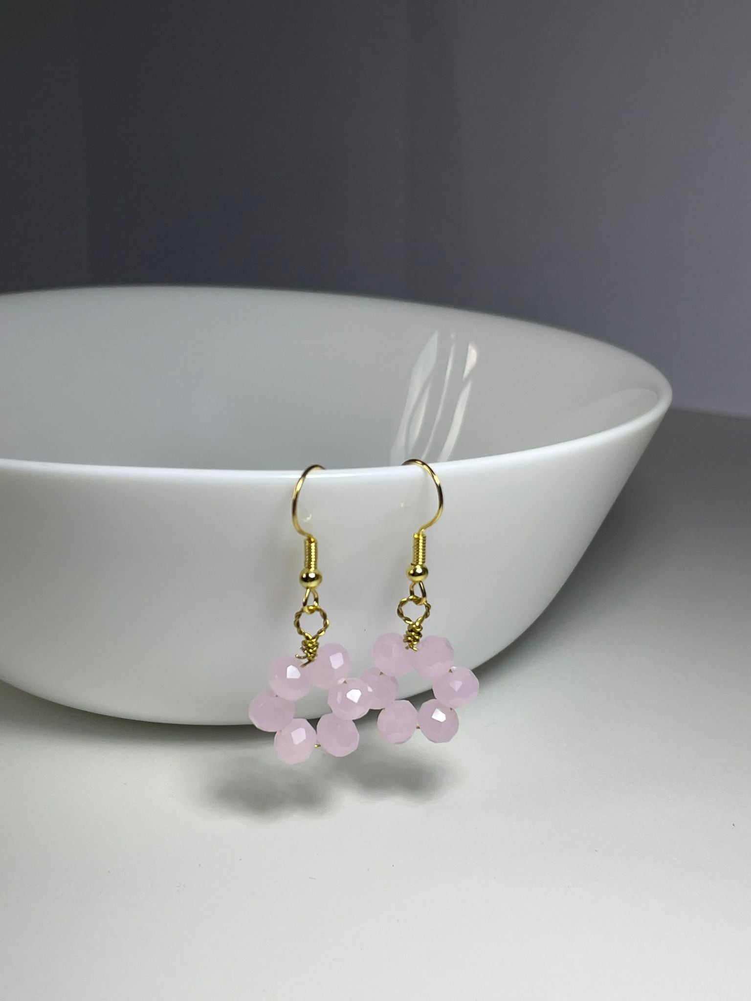Pink Crystal Flower Drops