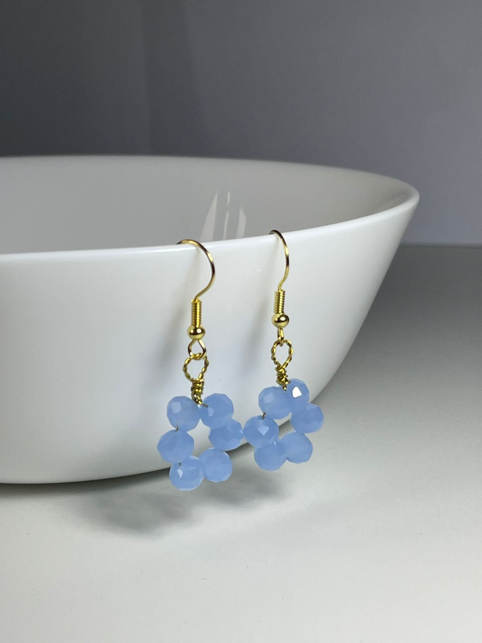 Sky Blue Crystal Flower Drops
