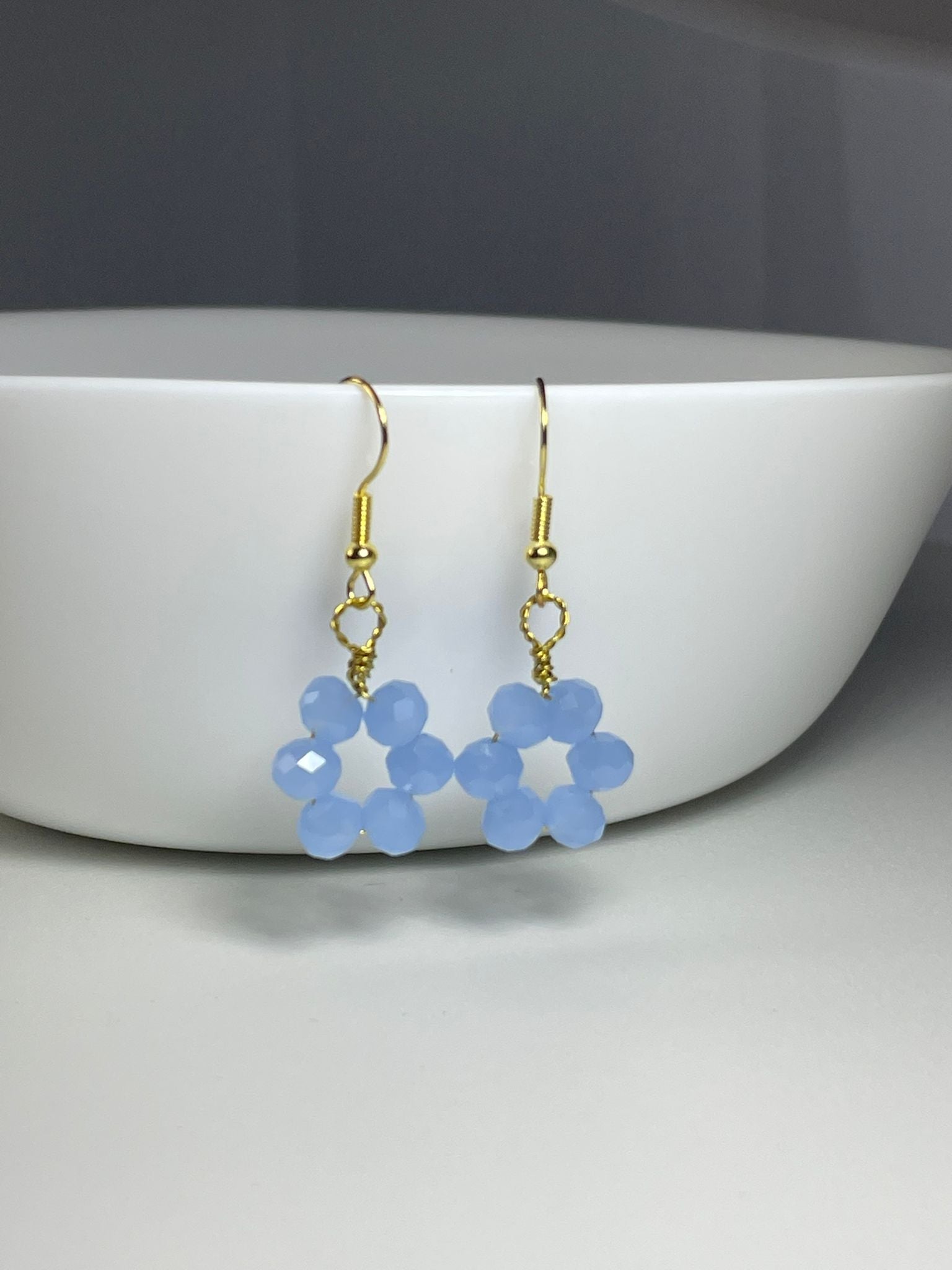 Sky Blue Crystal Flower Drops