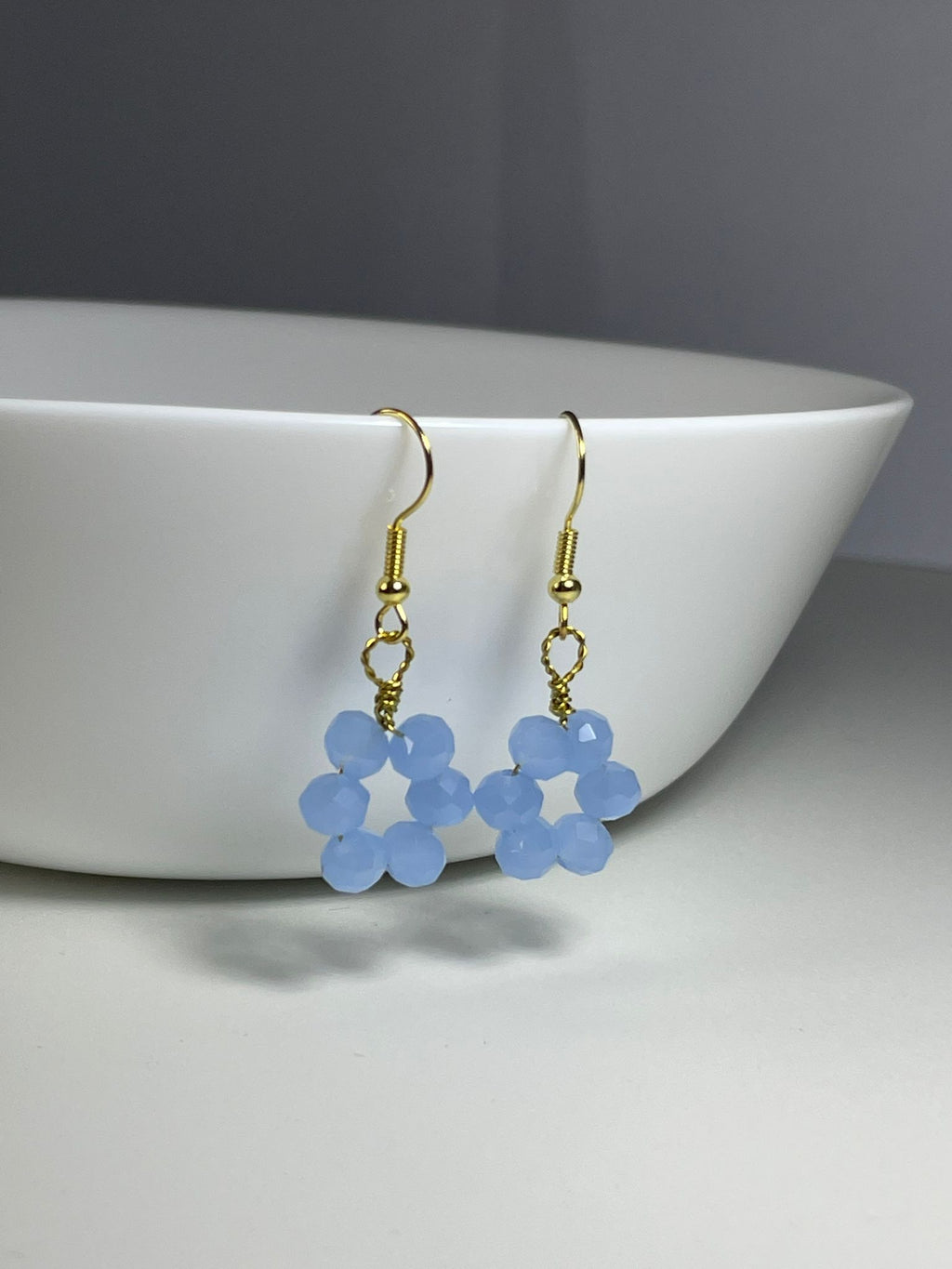 Sky Blue Crystal Flower Drops