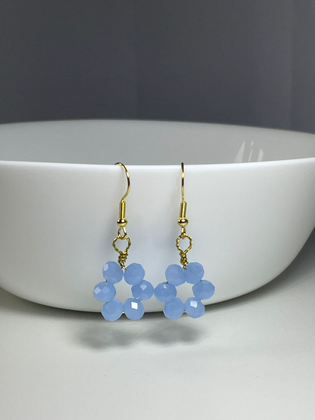 Sky Blue Crystal Flower Drops
