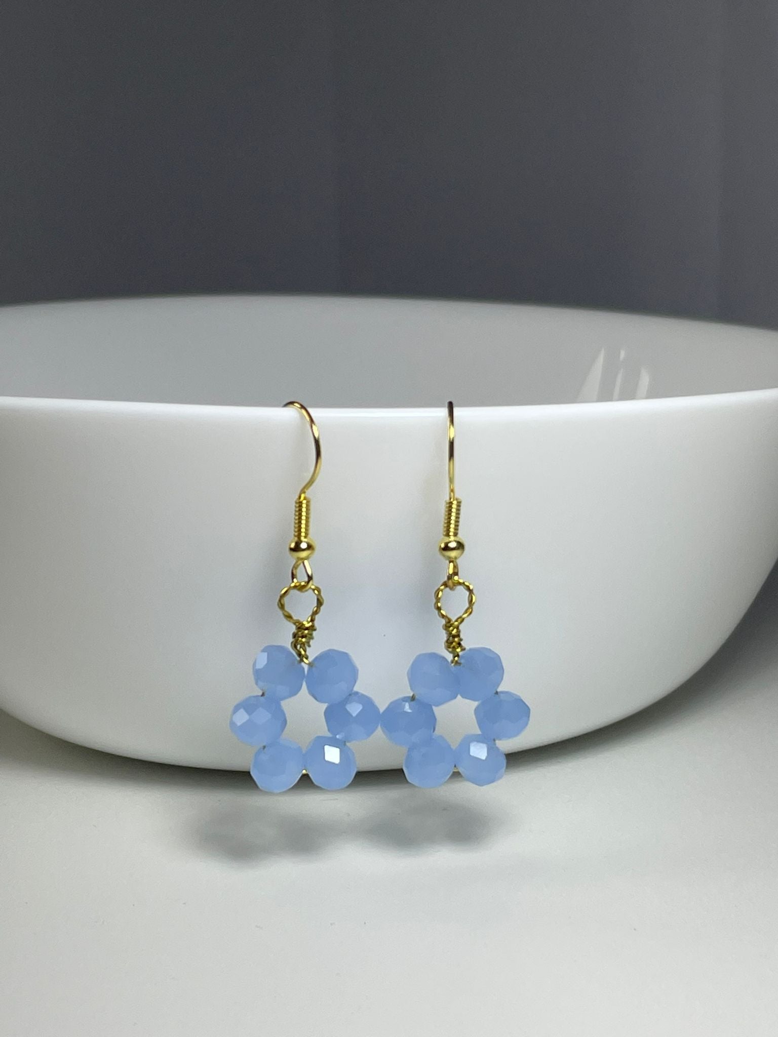 Sky Blue Crystal Flower Drops