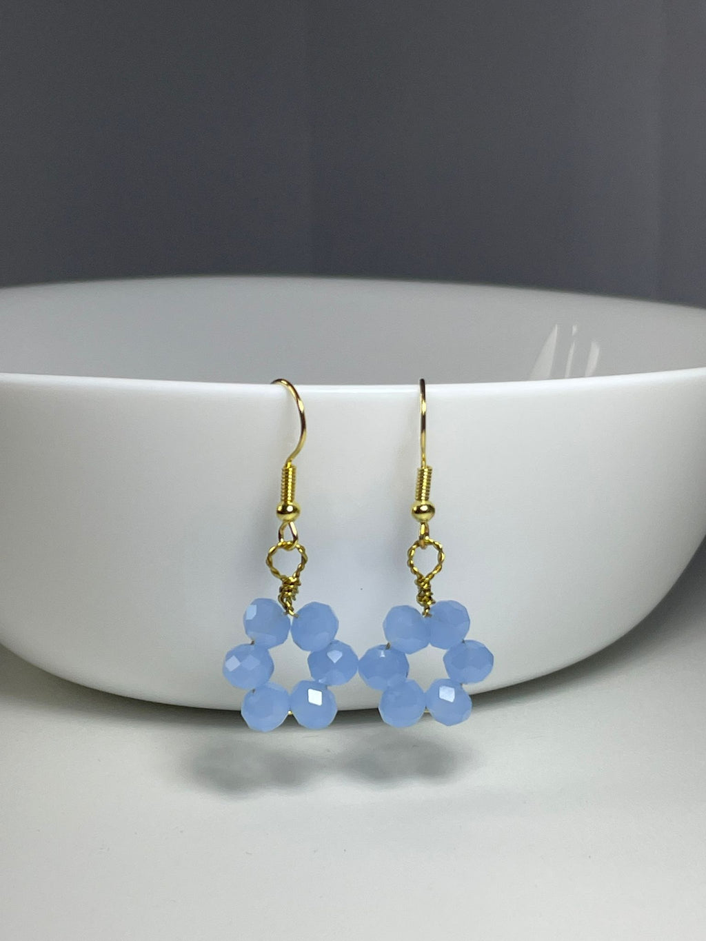 Sky Blue Crystal Flower Drops