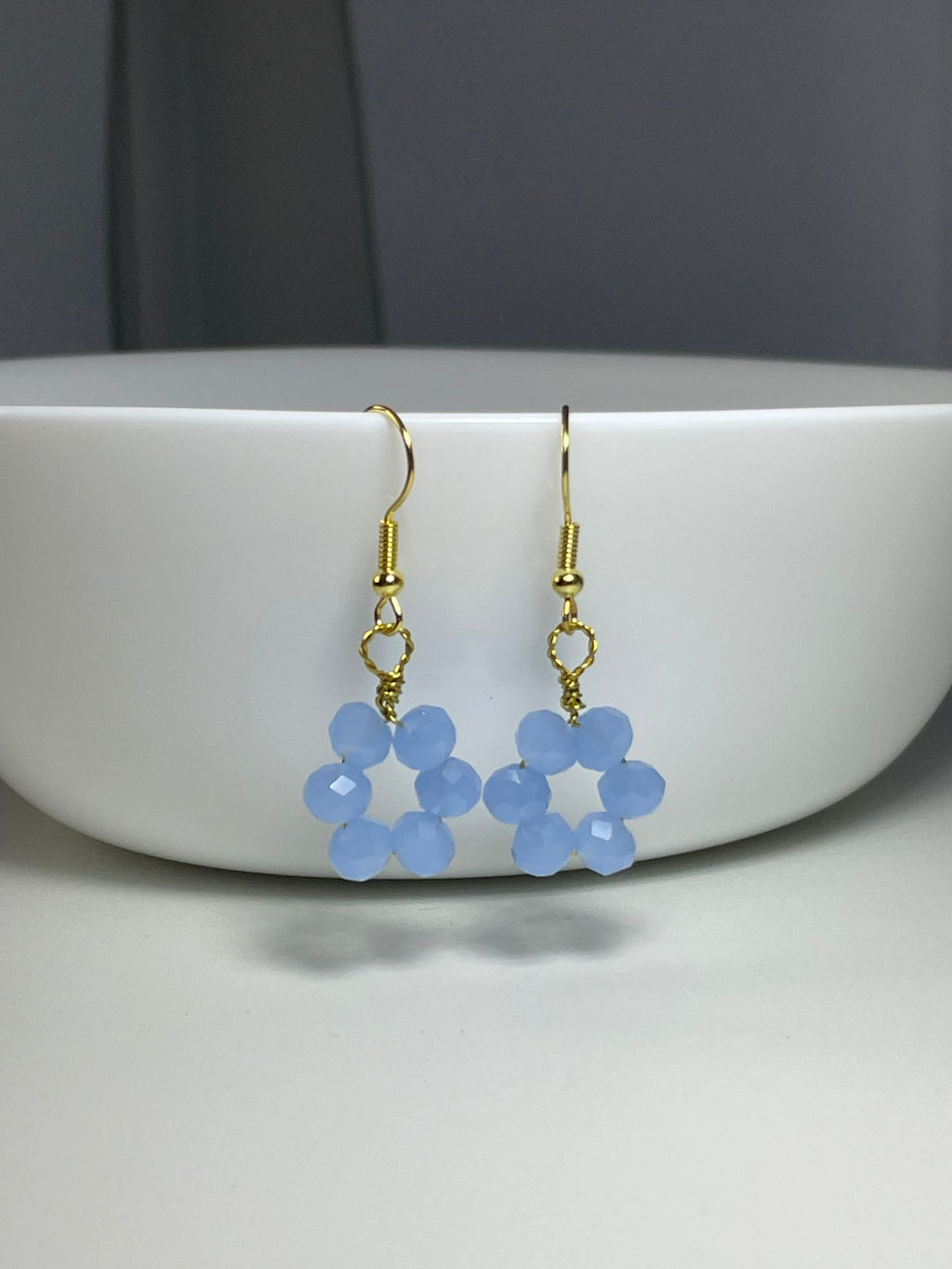Sky Blue Crystal Flower Drops