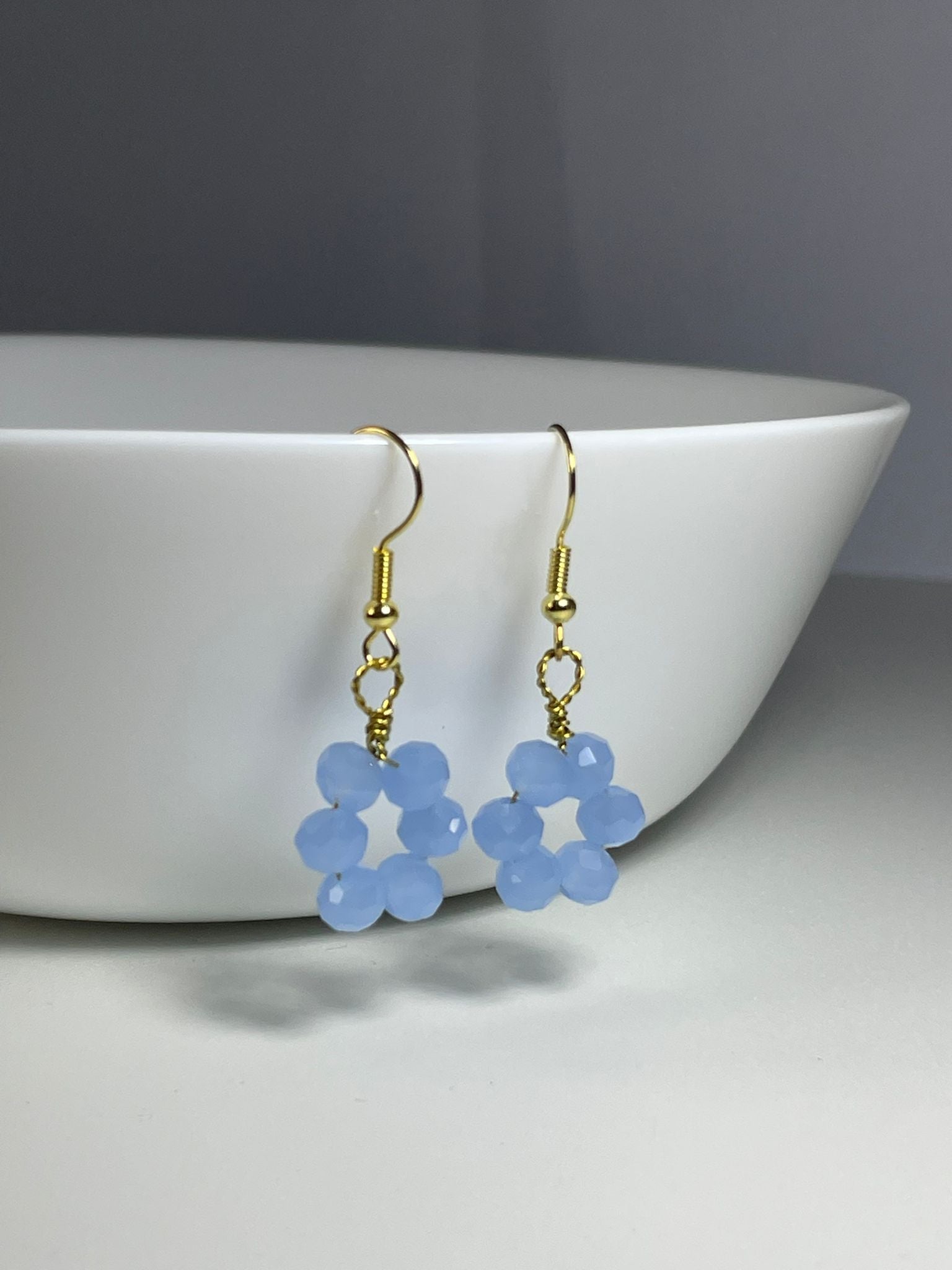 Sky Blue Crystal Flower Drops