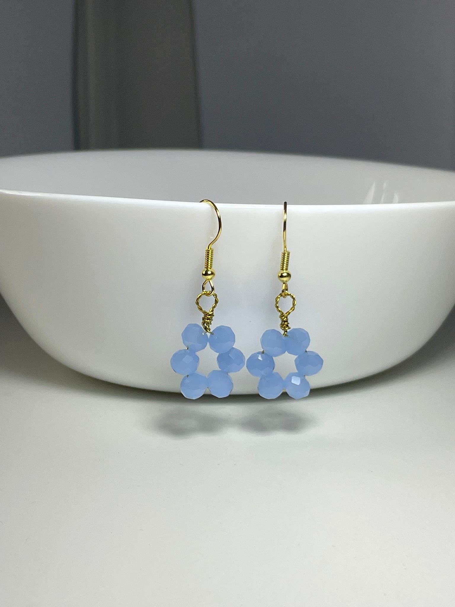 Sky Blue Crystal Flower Drops