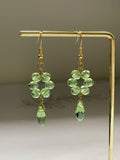 Handcrafted Green/Soft Pink Crystal Earrings