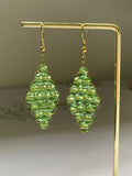 Handwired Green Crystal Earrings