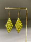 Handwired Green Crystal Earrings( Yellow)