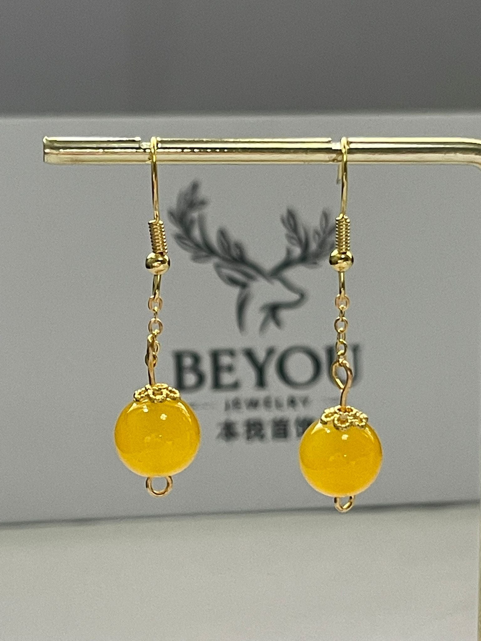 Yellow Bead Chain Drops Earrings