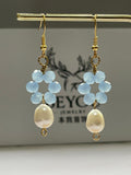 Sky Bloom Crystal Pearl Drops Earrings